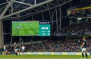 8 November 2014; The scoreboard in the stadium after the final whistle. Guinness Series, Ireland v South Africa, Aviva Stadium, Lansdowne Road, Dublin. Picture credit: Ramsey Cardy / SPORTSFILE