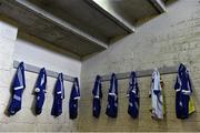 9 November 2014; The shirts of Cratloe players hang in the dressing room ahead of the game. AIB Munster GAA Hurling Senior Club Championship, Semi-Final, Cratloe v Thurles Sarsfields, Cusack Park, Ennis, Co. Clare. Picture credit: Ramsey Cardy / SPORTSFILE