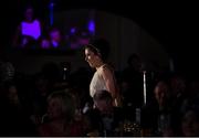 8 November 2014; Ciara O'Sullivan, Cork, makes her way on to the stage to collect her TG4 Ladies Football All-Star Award. TG4 Ladies Football All-Star Awards 2014, Citywest Hotel, Saggart, Co. Dublin. Picture credit: Ray McManus / SPORTSFILE