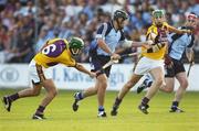 9 June 2007; Dublin's David Curtin in action against Wexford's Keith Rossiter, 6, and Richie Kehoe. Guinness Leinster Senior Hurling Championship Semi-Final, Dublin v Wexford, Nowlan Park, Kilkenny. Picture credit: Matt Browne / SPORTSFILE