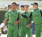 10 June 2007; Tinnus Fourie, Ireland, is congratulated by Kevin O'Brien after taking the wicket of Nick Compton, Middlesex. Friends Provident One Day Trophy, Ireland v Middlesex, Clontarf, Dublin. Picture credit: Matt Browne / SPORTSFILE