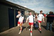 10 June 2007; Derry players Paddy Bradley, Mark Lynch and Gerard O'Kane arrives at the Casement Park. Bank of Ireland Ulster Senior Football Championship Quarter-Final, Antrim v Derry, Casement Park, Belfast, Co. Antrim. Picture credit: Russell Pritchard / SPORTSFILE