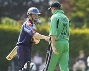 10 June 2007; Middlesex's Eoin Morgan is congratulated by Ireland captain Trent Johnson after the game. Friends Provident One Day Trophy, Ireland v Middlesex, Clontarf, Dublin. Picture credit: Matt Browne / SPORTSFILE