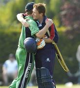 10 June 2007; Eoin Morgan, Middlesex, is congratulated by William Porterfield, Ireland, after the game. Friends Provident One Day Trophy, Ireland v Middlesex, Clontarf, Dublin. Picture credit: Matt Browne / SPORTSFILE