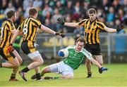 9 November 2014; James Sherry, Roslea Shamrocks, in action against Michael Martin, left, Eamon Doherty, and Darragh Mulgrew, right, St. Eunan's. AIB Ulster GAA Football Senior Club Championship, Quarter-Final, St Eunan's v Roslea Shamrocks, O'Donnell Park, Letterkenny, Co. Donegal. Photo by Sportsfile