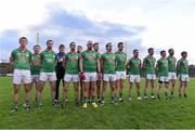 9 November 2014; The  St Brigid's team line up during the playing of the national anthem. AIB Connacht GAA Football Senior Club Championship, Semi-Final, Ballintubber v St Brigid's, Elverys MacHale Park, Castlebar, Co. Mayo. Picture credit: David Maher / SPORTSFILE