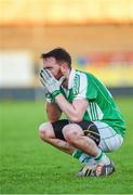 9 November 2014; A dejected Shane McMahon, Roslea Shamrocks, after the game. AIB Ulster GAA Football Senior Club Championship, Quarter-Final, St Eunan's v Roslea Shamrocks, O'Donnell Park, Letterkenny, Co. Donegal. Photo by Sportsfile
