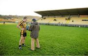 9 November 2014; Conal Dunne, St Eunan's, giving a interview to the media after the game. AIB Ulster GAA Football Senior Club Championship, Quarter-Final, St Eunan's v Roslea Shamrocks, O'Donnell Park, Letterkenny, Co. Donegal. Photo by Sportsfile