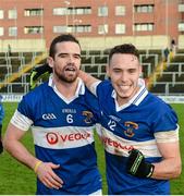 9 November 2014; St Vincent's Shane Carthy, right, and Ger Brennan celebrate after the game. AIB Leinster GAA Football Senior Club Championship, Quarter-Final, Portlaoise v St Vincent's, O'Moore Park, Portlaoise, Co. Laois. Picture credit: Piaras Ó Mídheach / SPORTSFILE