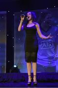 8 November 2014; Singer Melanie McCabe performing during the TG4 Ladies Football All-Star Award. TG4 Ladies Football All-Star Awards 2014, Citywest Hotel, Saggart, Co. Dublin. Picture credit: Brendan Moran / SPORTSFILE