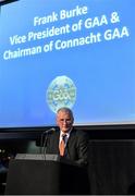 8 November 2014; Frank Burke, Vice-President of the GAA, speaking during the ceremony. 2014 National Referees' Awards Banquet, Croke Park, Dublin. Picture credit: Barry Cregg / SPORTSFILE