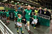 8 November 2014; Ireland's Paul O'Connell leads out his side ahead of the game. Guinness Series, Ireland v South Africa. Aviva Stadium, Lansdowne Road, Dublin. Picture credit: Ramsey Cardy / SPORTSFILE
