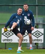 11 November 2014; Republic of Ireland's Aiden McGeady, left, and Anthony Stokes during squad training ahead of their UEFA EURO 2016 Championship Qualifer, Group D, match against Scotland on Friday. Republic of Ireland Squad Training, Gannon Park, Malahide, Co. Dublin. Picture credit: David Maher / SPORTSFILE