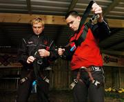 14 June 2007; Tyrone football players Ryan McMenamin, right, and Owen Mulligan prepare to buckle up at a team building day with Ireland Xtreme in Co. Kildare before Sunday's Ulster Championship clash with Donegal. Picture credit: David Maher / SPORTSFILE