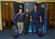 29 May 2007; Winners of Men's 2nd prize are Dave Morris, left, and Leo McCormack, right, presented by Tony Mulgrew, O2 Retail Area Manager, centre, at the O2 Masters All Ireland Golf Challenge in association with the Irish Independent. Portmarnock Hotel and Golf Links, Portmarnock, Co. Dublin. Picture credit: Ray Lohan / SPORTSFILE *** Local Caption ***