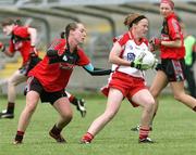 16 June 2007; Anne Dooher, Tyrone, in action against Kerrie O'Neill, Down. TG4 Ladies Ulster Senior Football Championship Semi-Final, Down v Tyrone, Kingspan Breffni Park, Cavan. Picture credit: Oliver McVeigh / SPORTSFILE