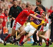 17 June 2007; Paddy Keenan, Louth, pushes Colm Morris, Wexford, during an altercation. Bank of Ireland Leinster Senior Football Championship Quarter-Final, Louth v Wexford, Croke Park, Dublin. Picture credit: Pat Murphy / SPORTSFILE