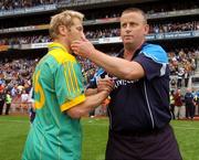 17 June 2007; Dublin manager Paul Caffrey is congratulated by Meath's Graham Geraghty. Bank of Ireland Leinster Senior Football Championship Quarter-Final Replay, Dublin v Meath, Croke Park, Dublin. Picture credit: Pat Murphy / SPORTSFILE
