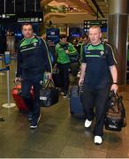 12 November 2014; Paul Earley, left, Ireland manager, and selector Tony Scullion at Dublin Airport prior to departure for Australia ahead of the International Rules Series. Dublin Airport, Dublin. Picture credit: Ray McManus / SPORTSFILE