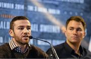 12 November 2014; Matthew Macklin during a press conference ahead of his Middleweight title eliminator bout against Jorge Sebastien Heiland on Saturday. Smock Alley Theatre, Dublin. Picture credit: Ramsey Cardy / SPORTSFILE