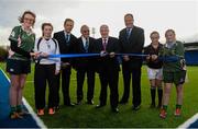 12 November 2014; Today Minister of State Michael Ring T.D performed the official opening of the new Donnybrook pitches in a joint venture between Leinster Rugby and the Department of Sport, where the main pitch and second pitch have been relayed in an artificial surface to facilitate the high number of games played at the ground. In attendence at the opening are from left, Katie McGowan, St. Mac Daras, Templogue, Shauna Kelly, St. Dominics Ballyfermot, David Ross, Executive Services Manager Leinster Rugby, John Glackin, President of Leinster Rugby, Minister of State Michael Ring T.D., Philip Lawlor, Domestic Rugby Manager, Leinster Rugby, Caitlyn McDermott, Loretto Bray, and Faith Reilly, St. Mac Daras, Templogue, Donnybrook Stadium, Dublin. Picture credit: Barry Cregg / SPORTSFILE