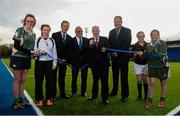 12 November 2014; Today Minister of State Michael Ring T.D performed the official opening of the new Donnybrook pitches in a joint venture between Leinster Rugby and the Department of Sport, where the main pitch and second pitch have been relayed in an artificial surface to facilitate the high number of games played at the ground. In attendence at the opening are from left, Katie McGowan, St. Mac Daras, Templogue, Shauna Kelly, St. Dominics Ballyfermot, David Ross, Executive Services Manager Leinster Rugby, John Glackin, President of Leinster Rugby, Minister of State Michael Ring T.D., Philip Lawlor, Domestic Rugby Manager, Leinster Rugby, Caitlyn McDermott, Loretto Bray, and Faith Reilly, St. Mac Daras, Templogue, Donnybrook Stadium, Dublin. Picture credit: Barry Cregg / SPORTSFILE