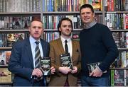12 November 2014; Former Republic of Ireland international Alan McLoughlin, left, with Bryce Evans and former Ireland international Niall Quinn in attendance at the launch of  'A Different Shade of Green. Dubray Bookshop, Grafton Street, Dublin. Picture credit: Barry Cregg / SPORTSFILE
