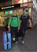 13 November 2014; Ireland's Lee Keegan, left, Mayo, and Sean Cavanagh, Tyrone, arrive in Australia ahead of the International Rules Series. Melbourne Airport, Melbourne, Australia. Picture credit: Ray McManus / SPORTSFILE