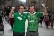13 November 2014; Republic of Ireland supporters and brothers Conor, left, and Ryan Higgins, from Drumshanbo, Co. Leitrim, in Glasgow city centre ahead of their UEFA EURO 2016 Championship Qualifer Group D game against Scotland on Friday. Glasgow, Scotland. Picture credit: Stephen McCarthy / SPORTSFILE