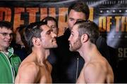 14 November 2014; Matthew Macklin, right, and Jorge Sebastien Heiland after weighing in ahead of their WBC International Middleweight Title Fight. Citywest Hotel, Saggart, Co. Dublin. Picture credit: Ramsey Cardy / SPORTSFILE