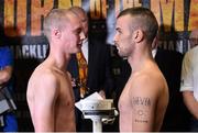 14 November 2014; John Joe Nevin, right, and Jack Heath after weighing in for their featherweight bout. Citywest Hotel, Saggart, Co. Dublin. Picture credit: Ramsey Cardy / SPORTSFILE