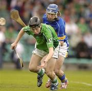 24 June 2007; John O'Riordan, Limerick, in action against Patrick Maher, Tipperary. ESB Munster Minor Hurling Championship Semi-Final, Limerick v Tipperary, Gaelic Grounds, Limerick. Picture credit: Brendan Moran / SPORTSFILE