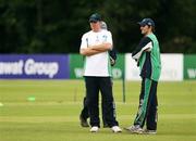 24 June 2007; Ireland captain Trent Johnston, left, and Kyle McCallan before the start of play. One Day Cricket International, Ireland v South Africa, Stormont, Belfast, Co. Antrim. Picture credit: Oliver McVeigh / SPORTSFILE