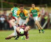 24 June 2007; Michael Comer, Galway, in action against Barry Prior, Leitrim. Bank of Ireland Connacht Senior Football Championship Semi-Final, Leitrim v Galway, Pairc Sean MacDiarmada, Carrick-on-Shannon, Co. Leitrim. Picture credit: Ray McManus / SPORTSFILE