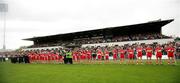 24 June 2007; The entire Derry squad stand to applaud the death of former manager, Eamon COleman. Bank of Ireland Ulster Senior Football Championship Semi-Final, Derry v Monaghan, Casement Park, Belfast. Picture credit: Oliver McVeigh / SPORTSFILE