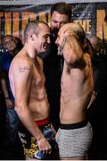 14 November 2014; Anthony Fitzgerald, left, and Spike O'Sullivan after weighing in for their middleweight bout. Citywest Hotel, Saggart, Co. Dublin. Picture credit: Ramsey Cardy / SPORTSFILE