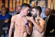 14 November 2014; Jono Caroll, right, and Declan Geraghty after weighing in for their lightweight bout. Citywest Hotel, Saggart, Co. Dublin. Picture credit: Ramsey Cardy / SPORTSFILE