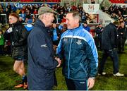 15 November 2014; Brian McEniff, Ulster Allstars XV manager and Jim Gavin, Dublin 2013 team manager exchange handshakes after the game. #GameForAnto, Ulster Allstars XV v Dublin 2013 team, Kingspan Stadium, Ravenhill Park, Belfast, Co. Antrim. Picture credit: Oliver McVeigh / SPORTSFILE