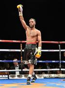 15 November 2014; Kal Yafai celebrates after beating Everth Briceno via judges decision in their IBF Inter-Continental super-flyweight bout. Return of The Mack, 3Arena, Dublin. Picture credit: Ramsey Cardy / SPORTSFILE