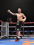 15 November 2014; John Joe Nevin celebrates after defeating Jack Heath in the first round of their featherweight bout. Return of The Mack, 3Arena, Dublin. Picture credit: Ramsey Cardy / SPORTSFILE