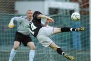 29 June 2007; Gareth McGlynn, Derry City, scores his side's first goal with a flying kick as St Patrick's Athletic goalkeeper Barry Ryan looks on. eircom League Premier Division, St Patrick's Athletic v Derry City, Richmond Park, Dublin. Picture credit: David Maher / SPORTSFILE