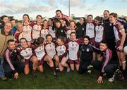 16 November 2014; The Termon squad and management celebrate after the match. TESCO HomeGrown All-Ireland Ladies Football Senior Club Championship Semi-Final, Kilkerrin-Clonberne v Termon, Clonberne GAA Pitch, Clonberne, Co. Galway. Picture credit: Ray Ryan / SPORTSFILE