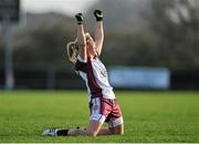 16 November 2014; Maureen O'Donnell, Termon celebrates after the game finished. TESCO HomeGrown All-Ireland Ladies Football Senior Club Championship Semi-Final, Kilkerrin-Clonberne v Termon, Clonberne GAA Pitch, Clonberne, Co. Galway. Picture credit: Ray Ryan / SPORTSFILE