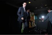 17 November 2014; Republic of Ireland manager Martin O'Neill  at the end of a press conference ahead of Tuesday's friendly match at home to the USA. Republic of Ireland Press Conference, Three Offices, Sir John Rogerson’s Quay, Dublin. Picture credit: David Maher / SPORTSFILE