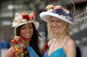 30 June 2007; Faith Barnett, left, from Dublin, and Agata Gesiwiaz, from Maynooth, Co. Kildare, at the Curragh Racecourse, Co. Kildare. Picture credit: Matt Browne / SPORTSFILE