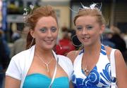 30 June 2007; Joan Marie O'Sullivan, left, and Laura Keating, from Kildare town, at the Curragh Racecourse, Co. Kildare. Picture credit: Matt Browne / SPORTSFILE