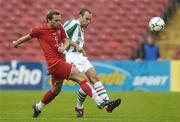 30 June 2007; Dan Murray, Cork City, in action against Gufmundur Benediktsson, Valur. UEFA Intertoto Cup, 1st round, 2nd leg, Cork City v Valur FC, Turners Cross, Cork. Picture credit: Brendan Moran / SPORTSFILE