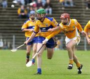 30 June 2007; Diarmuid McMahon, Clare, in action against Paddy McGill, Antrim. Guinness All-Ireland Hurling Championship Qualifier, Group 1A, Round 1, Antrim v Clare, Casement Park, Belfast, Co. Antrim. Picture credit: Oliver McVeigh / SPORTSFILE