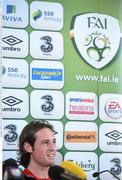 17 November 2014; USA's Mix Diskerud speaks to the media at a press conference ahead of Tuesday's friendly match against the Republic of Ireland. USA Press Conference, Aviva Stadium, Lansdowne Road, Dublin. Picture credit: Pat Murphy / SPORTSFILE