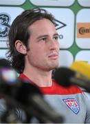 17 November 2014; USA's Mix Diskerud speaks to the media at a press conference ahead of Tuesday's friendly match against the Republic of Ireland. USA Press Conference, Aviva Stadium, Lansdowne Road, Dublin. Picture credit: Pat Murphy / SPORTSFILE